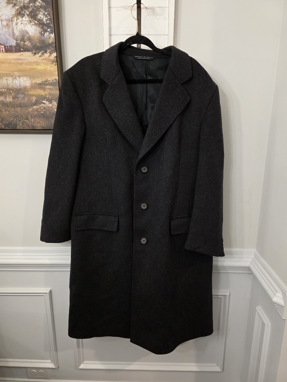 Vintage Charcoal Grey Wool Coat Men's XXL